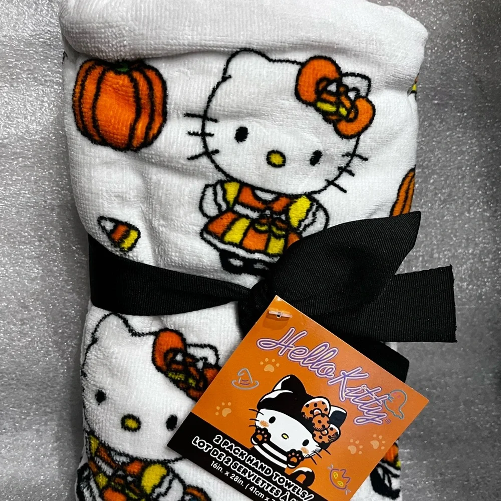 Hello Kitty Orange and Black Hand Towels brand new